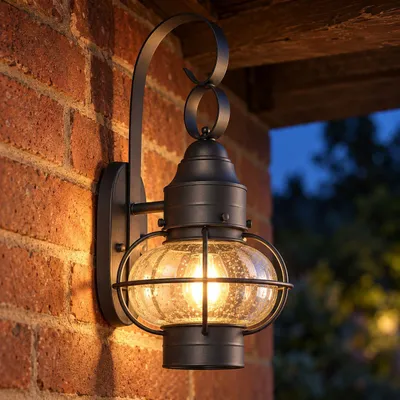 Produktbild von Außenleuchte Wand Garten Hof IP23 Schwarz E27 Glas Metall Vintage Außenwandlampe
