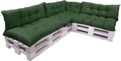Obrázok produktu pre Vankúše na záhradný nábytok 7 ks 120x80 podsedák / chrbtový vankúš 120x40cm | sada vonkajších vankúšov na palety | paletový vankúš zelený
