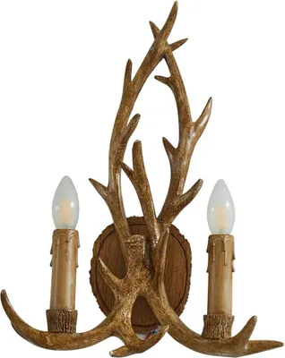 Produktbild von Lindby Wandleuchte Fibi, braun, Geweih, 2-flammig, E14