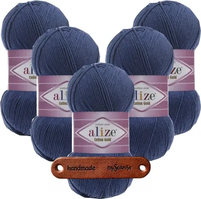 Produktbild von 5 x ALIZE Baumwolle Gold 279 Midnight Blue mit Label