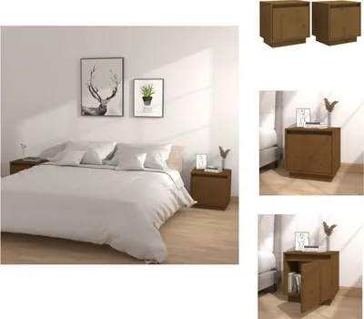 Produktbild von vidaXL Nachttische 2 Stk. Honigbraun 40x30x40 cm Massivholz Kiefer -  Nachttische