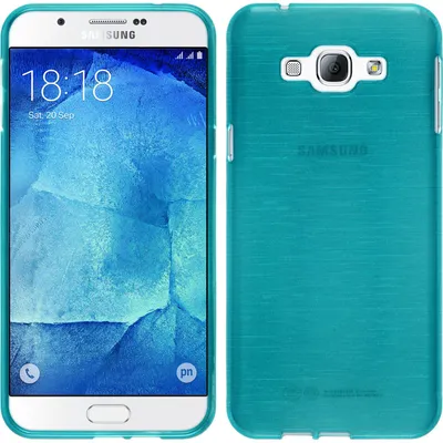 Produktbild von PhoneNatic Case kompatibel mit Samsung Galaxy A8 (2015) - blau Silikon Hülle brushed + 2 Schutzfolien