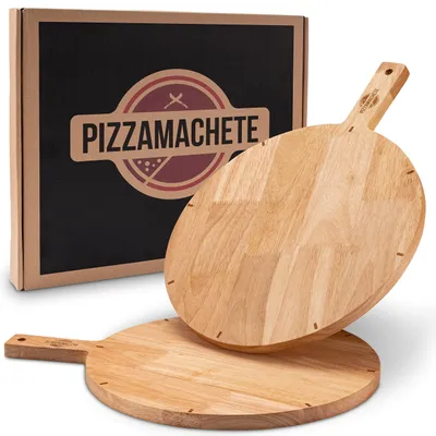 Pizzabrett aus Rubberholz, rund, 30,5 cm, 2er-Set