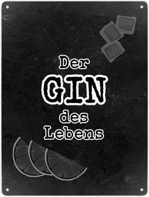 Produktbild von Metallschild XXL in 28x38 cm mit Spruch Der GIN des Lebens