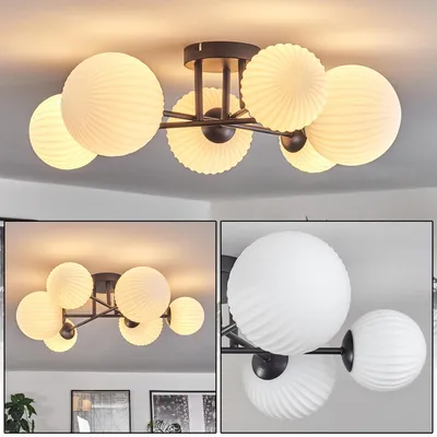 Produktbild von Isorella Deckenlampe aus Metall/Riffelglas in Schwarz/Weiß