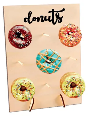 Donutständer aus Holz für 9 Donuts, wiederverwendbar, 35x26 cm
