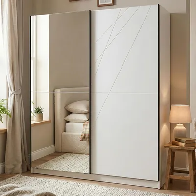 Image de Galtelli - Grande Armoire, 217x210h cm Blanc Mat, Porte-manteaux