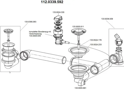 Produktbild von FRANKE Ab- und Überlaufgarnitur 112.0339.592 mit Excenterbedienung für STRATA STG 651-86 / Spülen - Ersatzteil