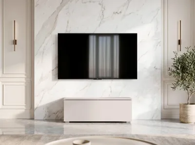Produktbild von AX LIVING Barvo 100 cm TV Kommode Lowboard Beige Kaschmir stehend