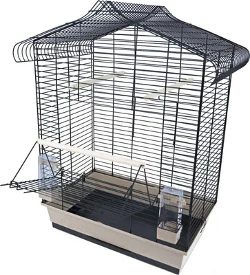 Produktbild von Interzoo Vogelkäfig Vega für Wellensittiche und Kanarienvögel, schwarz/beige