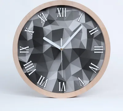 Produktbild von Holzuhr 30fi cm wanduhr - weiße Spitzen - abstrakt Dreiecke