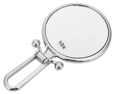 Image de Miroir de maquillage double face avec grossissement 10x, pliable, idéal pour les voyages (argent)