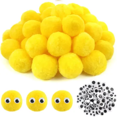 Imagen del producto de Pompones, 50 mm, 50 unidades, color amarillo, accesorios para manualidades y proyectos de "hágalo usted mismo"