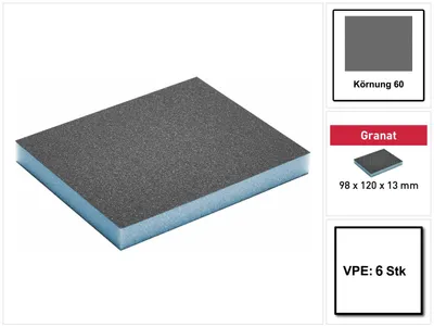 Productafbeelding van Festool schuurspons Granat 98 x 120 x 13 mm 60 GR/6 korrelgrootte 60 6 stuks ( 201112 )