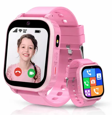 Produktbild von 4G Smartwatch Kinder mit GPS und Telefon Kinder Smartwatch Kinderuhr mit Anruffunktion Videoanrufe Telefonuhr Schulmodus IP68 Wasserdicht SOS Chat Rosa