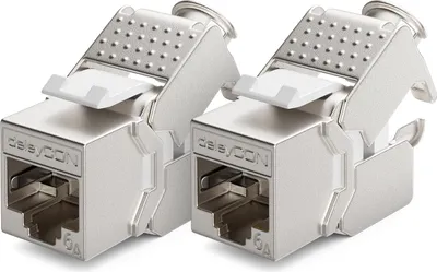 Produktbild von deleyCON 2x Keystone Modul CAT 6a Jack - Vollgeschirmt STP RJ45 Buchse Werkzeugfrei Dank Snap-In Montage CAT Rohkabel 500Mhz 10GBit/s