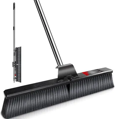 Image de Balai de 63 cm de large avec manche, robuste, à poils durs, pour le jardin, la terrasse et la maison