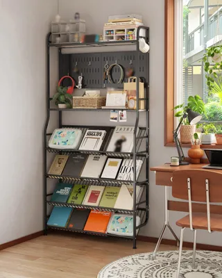 Bücherregal hinter der Tür, 6 Ebenen, 20x83x159 cm, Schwarz