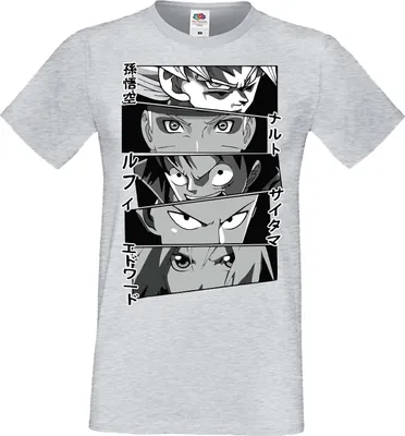 Zdjęcie produktu dla Męska Koszulka Manga Anime Anime Heroes Naruto Goku Luffy Sakura Anime Heroes, Man M / Wrzosowy szary