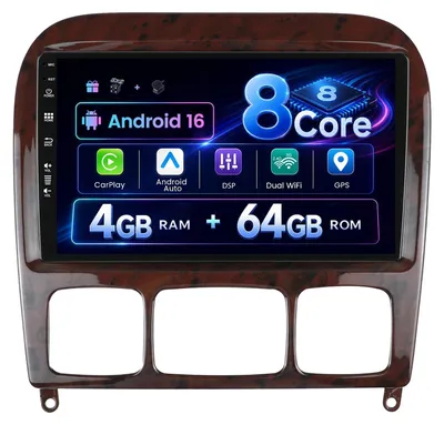 Productafbeelding van Autoradio voor Mercedes Benz S Class W220 (1998-2005) | Android 16 GPS, 4G+64G, DAB, Bluetooth
