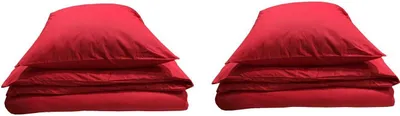 Produktbild von 4 tlg Uni Bettwäsche 135x200 Rot Einfarbig Renforce Garnitur Set 100% Baumwolle