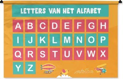 Produktbild von MuchoWow® Wandteppich Wandbehang Kinderzimmer - Alphabet - Bildung - Mädchen - Jungen - Kinder 120x80 cm Tapisserie Dekoration Wandtuch - Wanddekorationen - Wandtücher