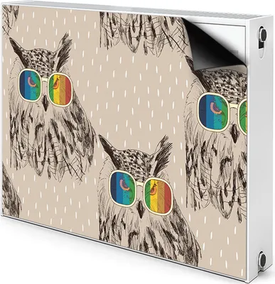 Produktbild von Magnet Radiator Magnet Mat Heizkörperverkleidung Heizkörper-Abdeckung Heizung 110x60 cm  - Eulen, in, Gläser