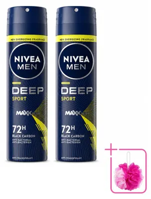 Imagen del producto de 2 aerosoles desodorantes NIVEA MEN Deep Sport - 150 ml - Paquete ahorro - 2 unidades