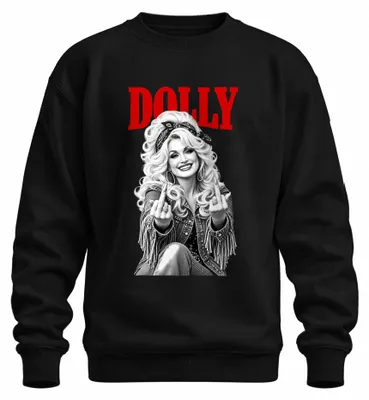 Zdjęcie produktu dla Bluza z kapturem, czarna, z motywem Dolly Parton, country, muzyka, gest obsceniczny, rockabilly, piosenkarka, rozmiar S