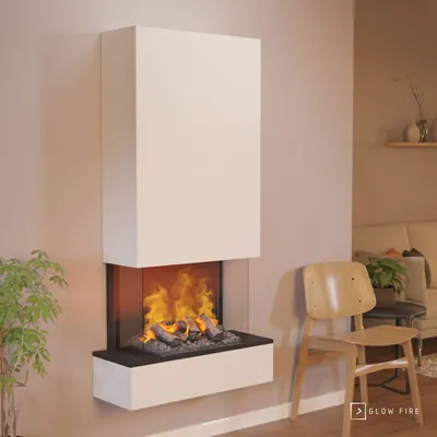 Produktbild von GLOW FIRE Elektrokamin 'Hölderlin Hoch'| Wasserdampf Kamin mit OMC 500 inkl. Holz in weiß als Wandkamin| HxBxT: 158x80x30 cm