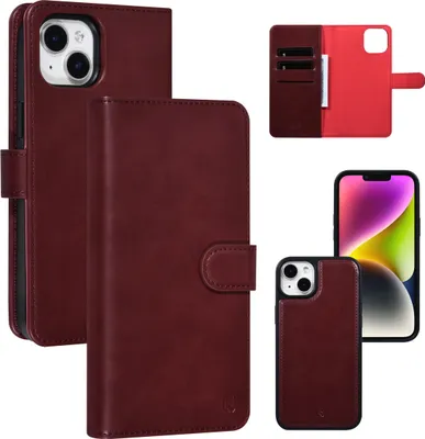 Produktbild von UNIQ Accessory iPhone 14 & 15 Plus 2 in 1 Book type and back cover card holder - Red