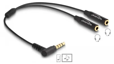Produktbild von Audio Splitter Klinkenstecker 3,5mm > 2x Klinkenbuchse 3,5mm 4 Pin, Y-Kabel