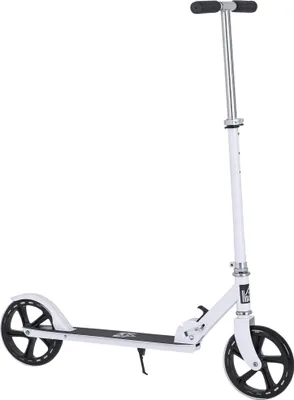 Image de HOMCOM Trottinette Pliable Hauteur Guidon réglable sur 4 Niveaux système de freinage arrière pour enfant adolescent pois max. 100KG dim. 88L x 37l x 75-100H cm Blanc