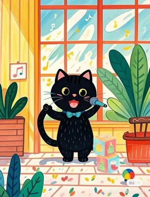 Image de Peinture par numéros « Le chaton qui chante » 40 x 50 cm