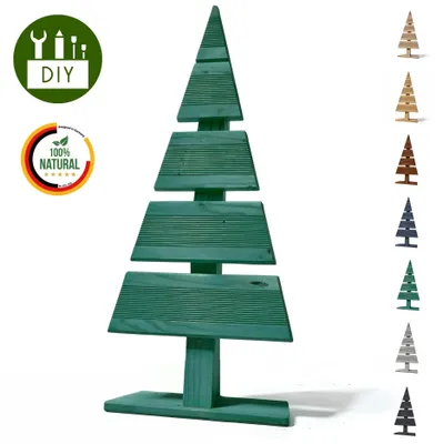 Immagine prodotto di Floranica Albero di Natale DIY in legno 60x27cm Verde Decorazione natalizia per interni ed esterni albero in legno di larice da personalizzare