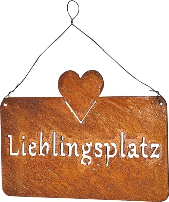 Produktbild von Schild Lieblingsplatz 25x16cm Herz Garten-Deko Türschild Edelrost Wandbild
