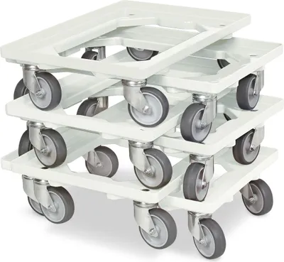 Produktbild von 6x Logistikroller/Kistenroller für Behälter 600 x 400 mm, Tragkraft 250 kg, weiß