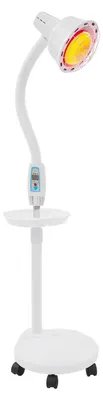 Obrázok produktu pre Infračervená ohrievacia lampa 275 W – fyzioterapeutická stojaca lampa – 10-stupňové nastavenie teploty 8–70 °C – časovač 5–60 minút – nastaviteľná výška/uhol – E27, zástrčka EÚ, biela