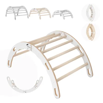 Produktbild von MAMOI® Kletterbogen, Kletterdreieck, Baby klettern, Regenbogenwippe aus holz, Holzbogen für Kinder, Spielplatz, Klettergerüst indoor ab 1 jahr 2/3 jah