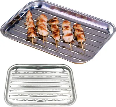 Produktbild von Premium Grillschale Edelstahl Grillpfanne Grillplatte Grillrost BBQ Rost Lochschale