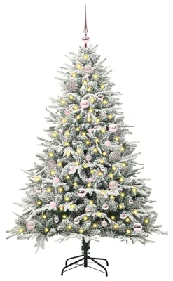 Produktbild von vidaXL Künstlicher vorbeleuchteter Weihnachtsbaum mit Kugelset Grün