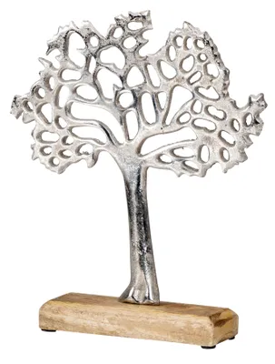 Produktbild von Deko-Aufsteller H25cm Lebensbaum Mangoholz Silber Braun Tischdeko Deko Baum