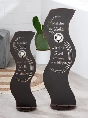 Produktbild von Gilde Standrelief, Welle, "Zeit", Spruch, Metall, braun, VE 2, L. 18 cm, B. 24 cm, H. 70 cm 67771 4063387677711