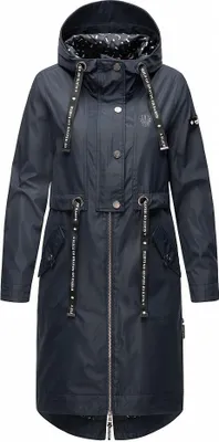 Produktbild von Navahoo Damen Mantel Übergangs Jacke Lang Parka Freizeit Casual Kapuze Josinaa Navy  Gr. 38 - M