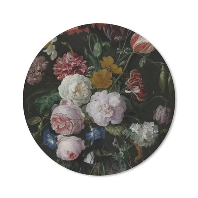 Produktbild von MuchoWow® Mauspad Mousepad Stilleben mit Blumen in einer Glasvase - Gemälde von Jan Davidsz. de Heem 30x30 cm - Mousepads - Maus Mat - Pad - Mausunterlage - Tischunterlage - Schreibtischmatten