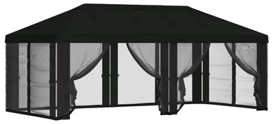 Produktbild von vidaXL Pavillon Dach mit Seitenwänden 6 x 3 m Schwarz Polyester 190