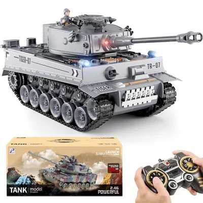Produktbild von RC-Auto Ferngesteuerter Panzer 2,4 GHz, RC Tank Spielzeug mit Schussfunktion
