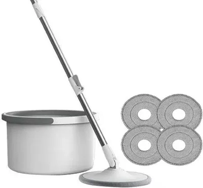 Produktbild von Famanu Wischmopp 2-in-1 - Mit Eimer und innovativem Auswringsystem - Grau