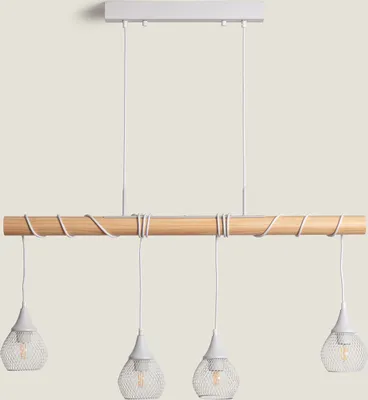 Produktbild von Pendelleuchte Holz und Aluminium Monah Weiß