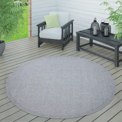Produktbild von Outdoor Teppich wetterfest Garten & Terrasse flachgewebt Uni Sisaloptik robust Grösse 160 cm Rund